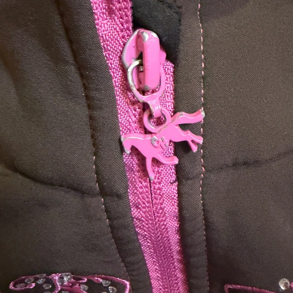 Cowgirl Hardware Girls 2T Black Pink Softshell Jacket Horse Rhinestone Western